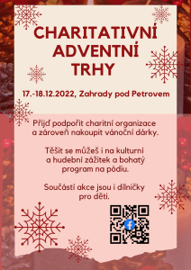 charitativní adventní trhy 17.-18.12.2022 Zahrady pod Petrovem, Brno (Plakát (na výšku))